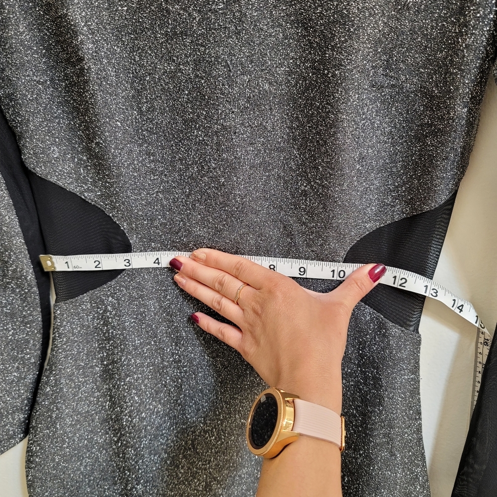 Express Silver Metallic Long Sleeve Dress in 6 - Picture 14 of 16